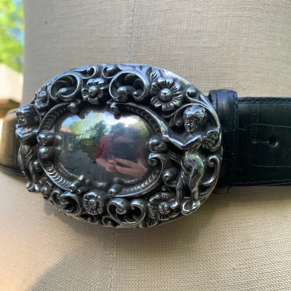 Vintage BrightonLeather Belt & Cherub Buckle
